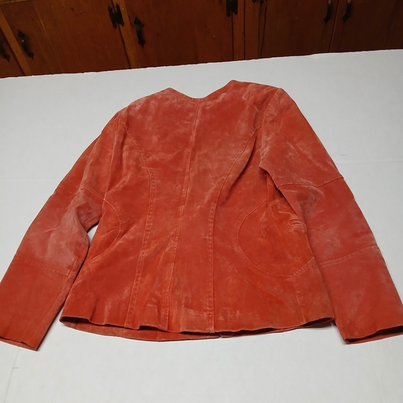 David Brooks Vintage Suede Leather Zip-up Jacket Blazer Sz M Paprika Orange-Red - Picture 2 of 11
